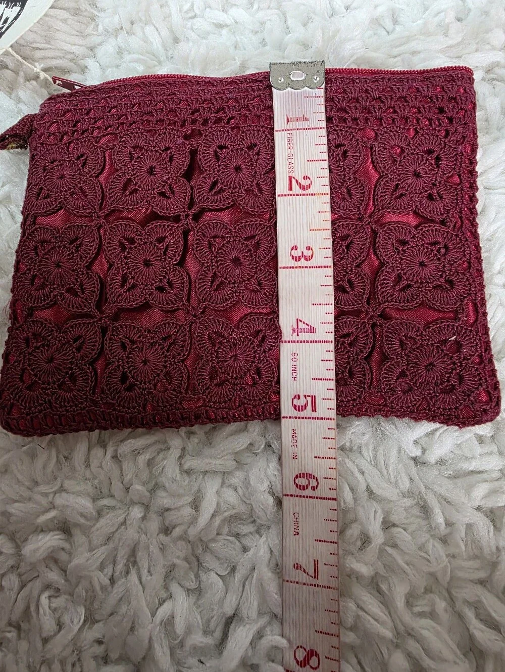 Eternal Thread Crochet Clutch/Makeup Bag in Burgundy/Red